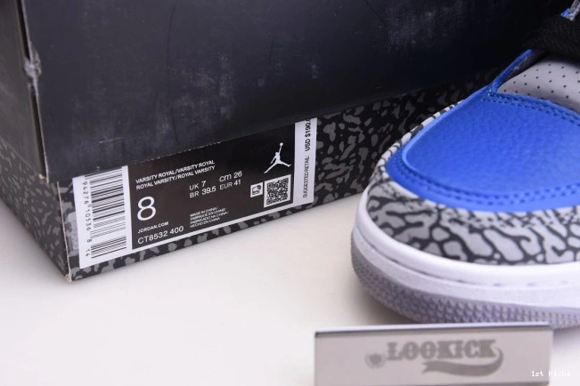 1st Kicks Shoes Jordan AllSeason Royal' Air Retro - 3 CT8532 'Varsity 961 1205